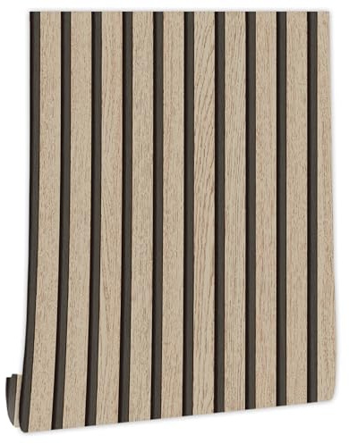 myforHD Self-Adhesive Wood Grating Wallpaper Wood Stripe Grain Natural Wooden Slats Wallpaper Peel and Stick Contact Paper PVC Vinyl Film Removable Waterproof