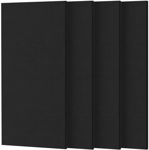TONOR Large Acoustic Panels Self-Adhesive, 4PCS 44.1 x 21.7 Sound Absorbing Panel, Acoustic Wall Panels for Interior Wall Decor and Recording Studio Acoustical Treatments, Living Room, Office, Black