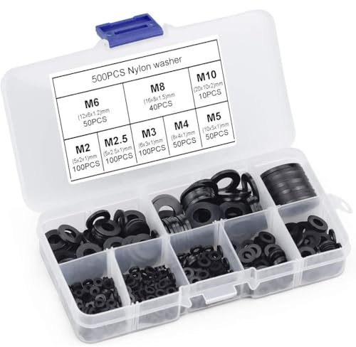 Lot de 500 rondelles plates épaisses en nylon - 500 pièces - 100 pièces en nylon plastique - Convient pour la maison et le stockage des applications automobiles et marines