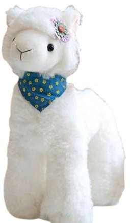 Xiyocadt Alpaka Kuscheltier, Stehend Realistisch Alpaka PlüSchtier, Plushies Weiches Lammfellwolle Stofftier, EntzüCkendes Alpakastofftier Mit Schal, Geschenk FüR MäDchen Jungen (40cm,bai)