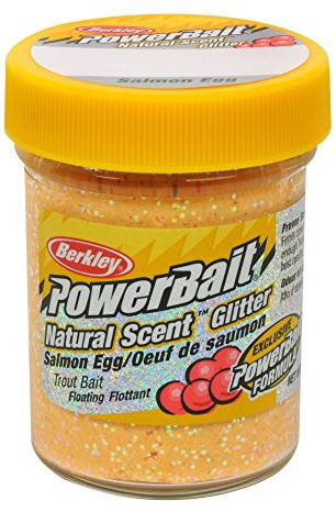 Berkley Powerbait Natural Glitter Trout Fishing Dough Bait Teigköder, Lachs/Pfirsich, Jar