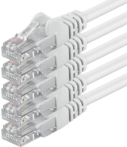 1aTTack.de 5m - weiß - 5 Stück - (PACK) - CAT.6 CAT6 Ethernet-Lan-Netzwerk-Kabel 1000 Mbit/s Patchkabel