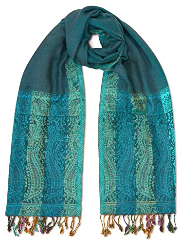 LOVARZI Ladies Scarves Blue - Paisley Pashmina Scarf for Women Evening wedding Party Lightweight Long Winter Shawl Xmas Presents for Women, Gifts for Her, Mum, Mother in Law, Older lady