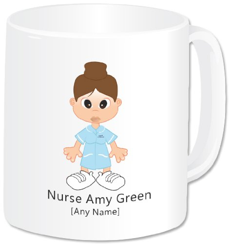 Personalised Nurse Female Jumbo Giant 20oz Mug (Light Blue Dress, White Trim) - (A GoPersonalised Design)