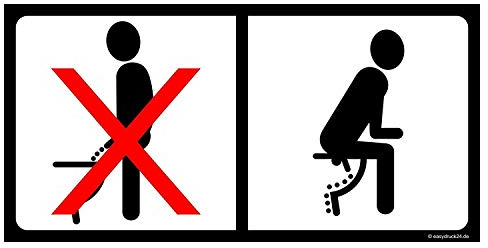 iSecur adhesivo para baño Por favor orina sentado I adhesivo tapa WC 20 x 10 cm I adhesivo con pictograma para baño tapa WC baño de invitados pared I hin096