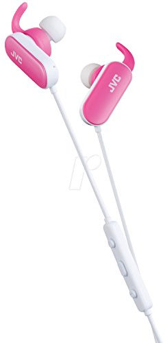 JVC Auricolari in Ear Sport Bluetooth con Gancio Mobile, a Prova di Spruzzi (IPX4), Auricolari di Tipo Aperto e Auricolari Standard Inclusi (S/M/L), con Microfono e Telecomando a 3 Pulsanti, Compatibile con Iphone/Blackberry/Android, a Prova di Spruzzi (IPX4), 4,5 Ore di Autonomia, Rosa