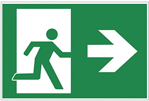 Schild Notausgang rechts, Alu-Dibond, 200x140 mm | 3 mm stark, wetterfest