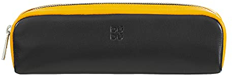 DuDu Stift Etui Colorful aus buntem Leder mit Reissverschluss für Büro und Schule Schwarz