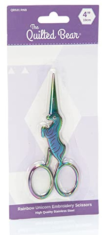 The Quilted Bear Rainbow Embroidery Scissors - Precision 4 Rainbow Stainless Steel Unicorn Embroidery/Nail Scissors with Sharp Blades for Sewing & Embroidery