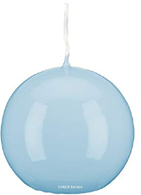 Gelackte Kerzen Kugelkerzen Klarlack - hochglänzend Blue Bell (Hellblau) Ø 10 cm, 4 Stück, Exclusive besondere Kerzen