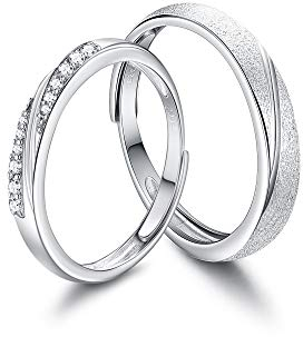 LOLIAS Paar Ringe 925 Sterling Silber Ring Trauringe Paar Ringe Damen Herren Ehering Hochzeitsringe Ring Jahrestag Versprechen Verlobungsring Ring Braut Sets Boxed Verstellbarer