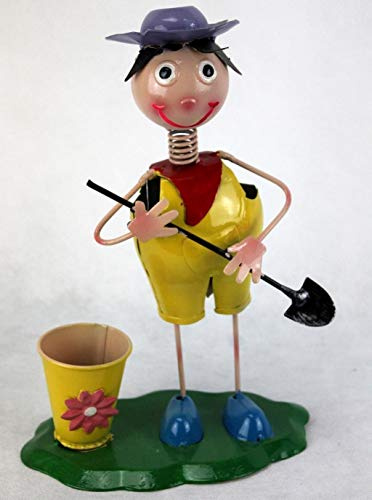 Decohouse - MACETERO Original NIÑO Pala - Soporte Flores Plantas Divertido Jardin Metal - 18x13x28 cm - Regalo Original y Barato