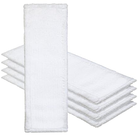 Okaei 5 Stück Wischmopp Bezug (40 cm) - Premium Bodenwischer-Wischbezug aus 100% Microfaser - Wischer-Bezug für Gründliche Reinigung von Glatten & Leicht Unebenen Böden - Mikrofaser Moppbezug Weiß