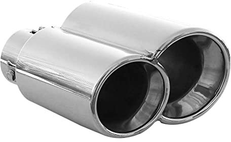 Doppel Auspuffblende Endrohr Universell Auspuff Doppelendrohr Schalldampf Sport Sportauspuff Blende Edelstahl Rund bis 50mm Chrom