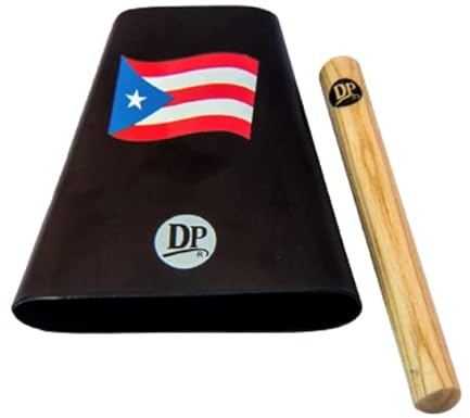 DP Music Puerto Rico-Flagge, 17,8 cm, Metall, Kuhglocke, Geräuschmacher mit Schlägel - Kuhglocke für Sport, Fußballspiele, Events - Percussion Musikinstrument