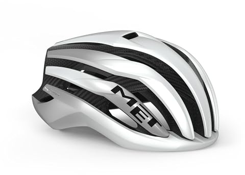 MET Helm Trenta 3K Carbon MIPS Sport, Weiß/Silber (Mehrfarbig), L