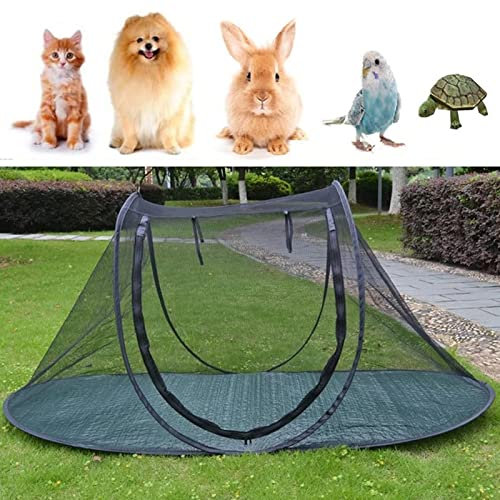 LVLONG Katzenzelt Großes Katzenzelt Haustierlaufstall für Drinnen und Draußen - Leichtes Tragbares Zusammenklappbares Schwarzes Haustierzelt, für Katzen Kaninchen Hunde Meerschweinchen Frettchen