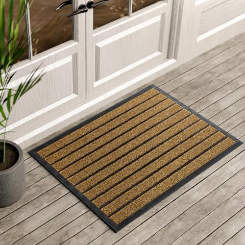 ubdyo Door Mats Indoor - Extra Durable Dirt Trapping Indoor Mats - Non-slip Rubber Rubber Door Mat - Low Profile Welcome Mat - (61 x 91 cm, Bright Brown)