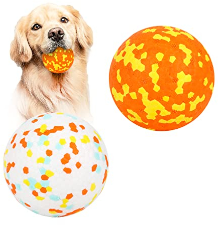 2 Stück Hundeball Hundespielzeug Ball,Unzerstörbar Gummi Hohe Dehnbar Hundebälle,Langlebiger Solider Interaktives Ball,Widerstandsfähige Zähne Training Wasserspielzeug,für kleine mittlere große Hunde