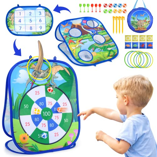 Toys for 3-10 Year Old Boys, Kids Dart Board Set Dinosaur Toys for Boys Garden Toys Boys Toys Age 3-10 Gifts for 3-10 Year Old Boys Gifts Outdoor Toys Games Easter Gifts for Kids Toys Party Games