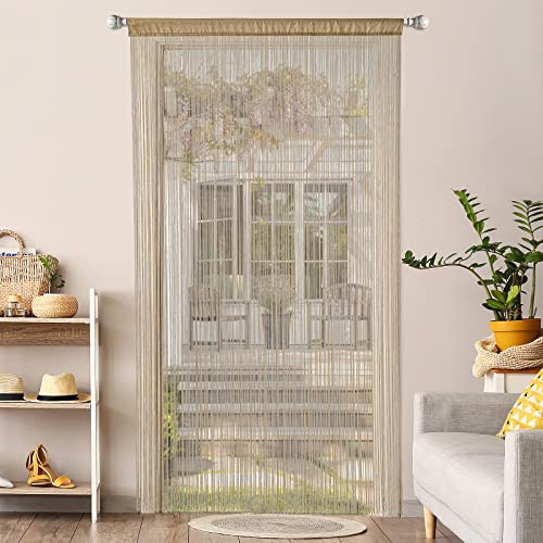 MIULEE Fadenvorhang, Insektenschutz Türvorhang, Braun 90x245 cm