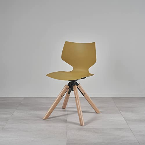 Julien Stuhl mit drehbarem Holzgestell | 5 Farbe Gelb