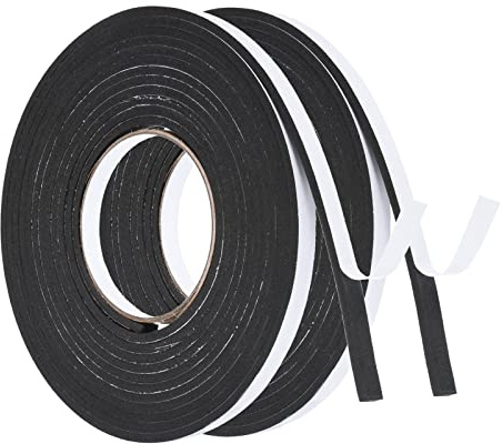 PATIKIL 2 Rollos 5m EVA Cinta Selladora Espuma Burlete Sellado, 10x4mm(W*T) EVA Adhesivo de Alta Densidad Tira para Anti Frío, Aislante,Ruido y Colisión, Blanco Negro