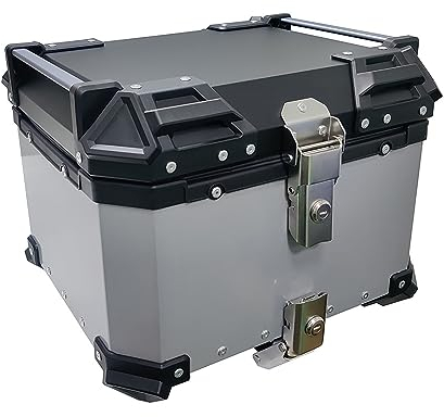 ROMOZ Motorrad-Topcase Aluminium 30L/36L/45L/55L/65L Motorrad-Topcase mit einzigartigem Sicherheitsschloss, sicherer und langlebiger Motorrad-Kofferraum, Silver,36L