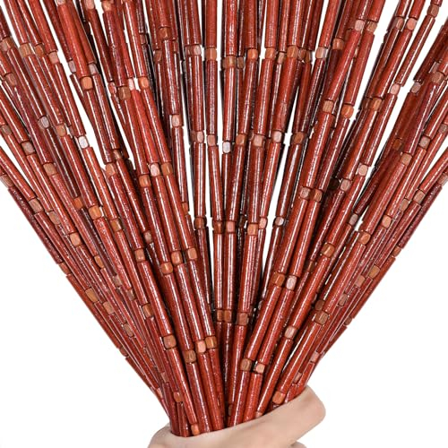 BECHAEO Handgefertigter Bambus-Perlenvorhang für Tür, 65 Stränge, Türperlen, Vorhang, hängend, Raumteiler für Flur, Fenster, Schrank, Boho, rustikal, Hippie, Heimgeschäft, Dekoration, 90 x 190 cm,