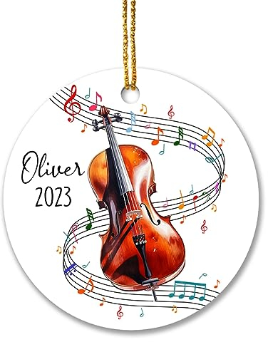 Christbaumschmuck Keramik Weihnachtsanhänger Anhänger Weihnachtsbaumschmuck Hängende Ornamente Weihnachtsdeko Cello Personalisiert 2023, Musikinstrument Cellist Spielt Cello, Musikinstrument,