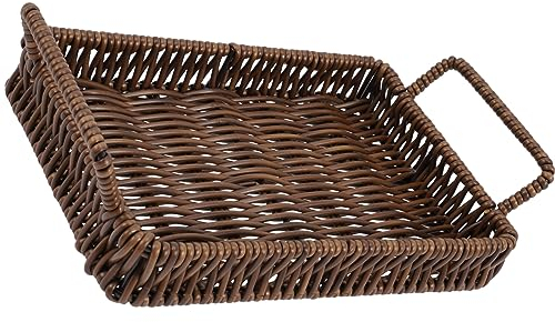 BESTonZON Panier à Rectangulaire Tissé Avec Poignées Pour Rangement Décoration Cuisine Du Bureau Et Maison