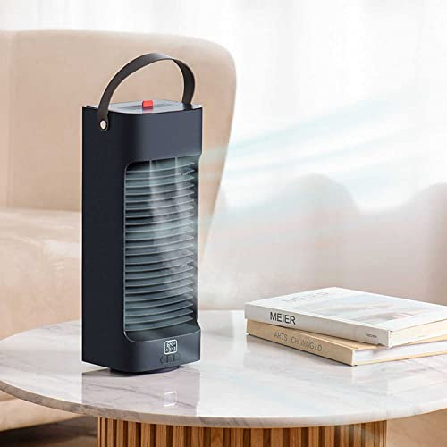 Mini Ventilateur portatif de climatiseur de tête secouante, Double pulvérisation USB Rechargeable Double tête Ventilateur Refroidisseur d'air Miniature de Bureau 450 ML Refroidisseur d'eau à 3 vites