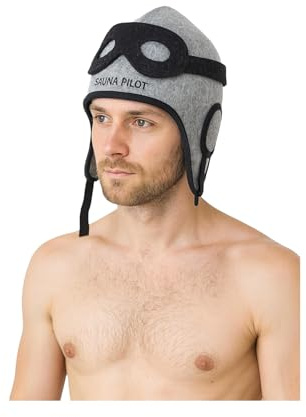 REMOwool Saunahut aus 6 mm 100 % Wollfilz – Piloten/Biker‑Stil – Sauna Hut für Herren & Damen