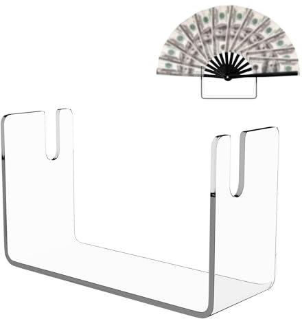 Boloyo Acrylic Fan Display Stand, Clear Fan Holder Base Easel for Folding Handheld Fan, Foldable Fan (Clear, 2PC)