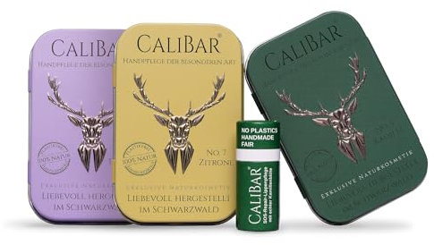 Calibar Naturkosmetik - Intensive Pflege für Trockene und Rissige Hände & Lippen - Set: Feste Handcreme (36g) & SOS Repair Lippenpflege (5g)