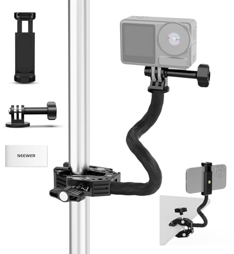 Neewer Action Camera Mount Kit with Super Clamp, Soft Tube, Adapter, Phone Holder for Flat/Round Surfaces, Compatible with GoPro, Insta360, DJI Action Camera, Smartphone