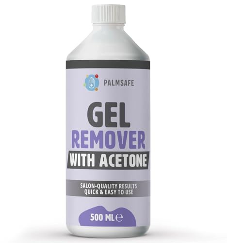 Palmsafe 500ml Gel Nail Polish Remover Removes Gel Polish, Acrylics, Nail Tips, UV/LED Gels, Nail Glue & More 100% Pure Acetone Professional Formula for Fast & Easy Removal