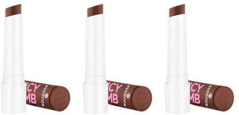 essence JUICY BOMB glossy butter balm, Lippenbalsam, Nr. 05, Braun, natürlich, glänzend, strahlend frisch, vegan, ohne Parabene, ohne Mikroplastikpartikel, Nanopartikel frei, 3er Pack (3x2.5g)