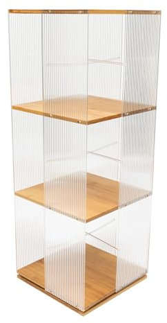 Dettchan 3-Tier Clear Floor Standing Bookregal, Display Cube Storage Acryl Bücherregal 34 * 34 * 93cm für Arbeitszimmern, Büros, Klassenzimmern