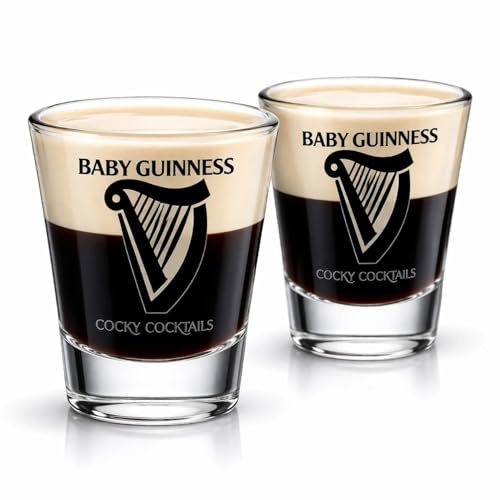The Spice Specialist Baby Guinness Shot Glasses by Cocky Cocktails (2 Pack Clear)