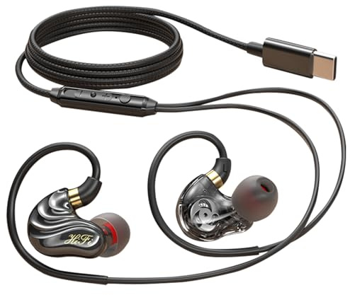 Holiper Dual-Treiber Kopfhörer mit Kabel USB C in Ear Ohrhörer mit Bügel
