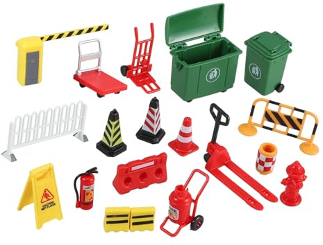 OFFIGAM Ensemble Mini Barrages Routiers Éducatifs Garçon Et Filles, 19 Pièces, Mini Panneaux De Signalisation Plastique Rigide, Jeu Pédagogique Simulation Infrastructure Urbaine, Décor Table De Jeu