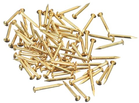 sourcing map 70 clavos pequeños de latón de 1,5 x 15 mm (DXL), clavos pequeños de latón de cabeza redonda para proyectos de madera, cajas decorativas para el hogar, tono latón