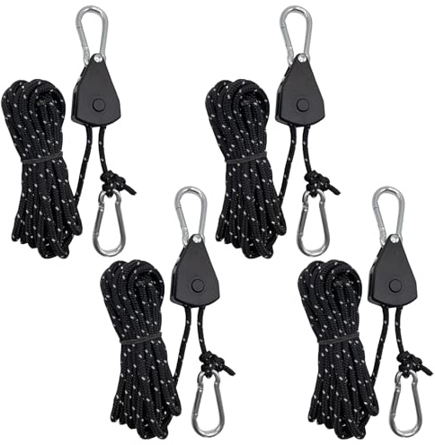 Qaestuan 4 Pezzi Cricchetto di Corda, Tensione Riflettenti Set di Cricchetti, Corda regolabile, per Lampada da Pianta, tenda da campeggio, Tenda, Escursioni (4m x 4mm, Arancione).