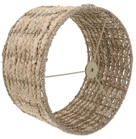 Ciieeo Abat-jour en Jonc de Mer Tissé, Style Campagnard, Filtre la Lumière pour Salle à Manger et Chambre, Décor Beige Solide