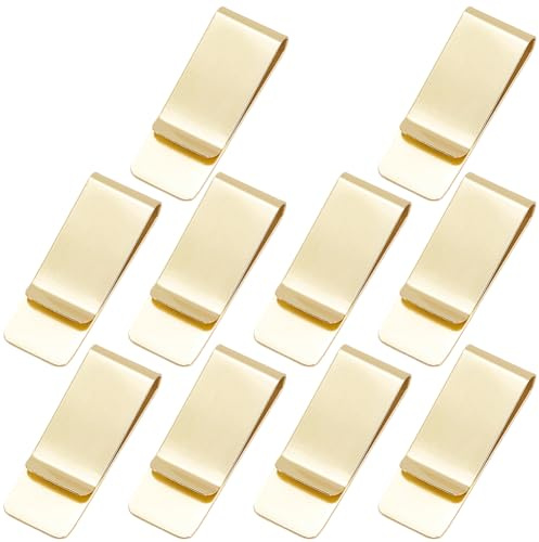 craspire 10 goldene Geldklammer Aus Edelstahl Rechteckig Schmal Aus Metall Für Kreditkarten Visitenkarten Brieftaschen Minimalistische Vordertasche Büro Schreibtisch Kleine Organizer Für Männer