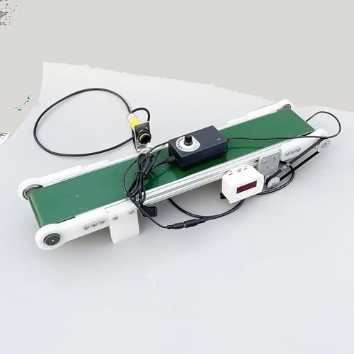 Piccolo nastro trasportatore della catena di montaggio, trasportatore di velocità regolabile 10x100cm con contatore automatico, velocità 1.8-7.6cm/s, rotazione 116RPM per esperimenti scientifici