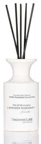 M&SENSE 300ml Raumduft Lavendel-Rosmarin Duft|Raumerfrischer mit 8 Duftstäbchen|Langanhaltend Lufterfrischer für Badezimmer,Wohnung,Heimdekoration|Diffuser mit Stäbchen