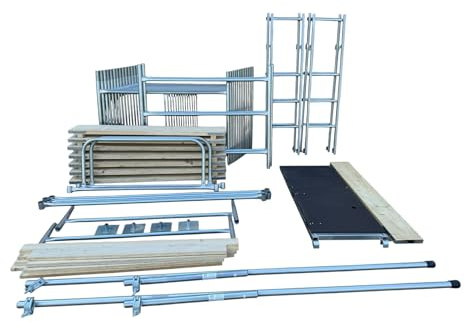 Toptower Classic Scaffolding Tower 8.0m (Working Height) 4' x 4' Base Size Full KIT DIY Galvanised Scaffold Tower