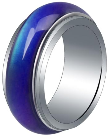 Uonlytech Stimmungsring Farbwechsel 8mm Metallring Temperaturabhängig Für Damen Herren Kinder Farbwechselndes Band Temperaturschmuck Geschenkidee